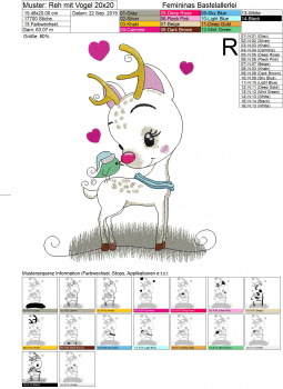 Preview: Reh mit Vogel (13x18 ; 20x20)